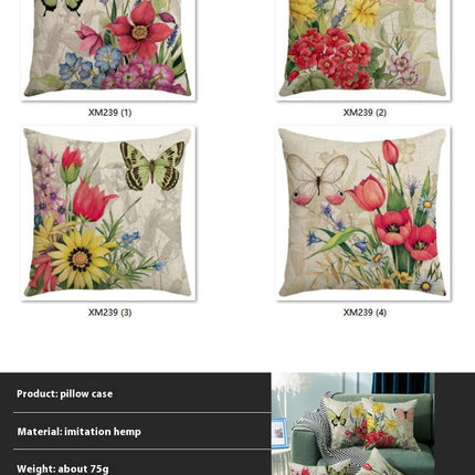 Spring Floral Throw Pillow Covers Butterfly Pillow Cases Farmhouse Decorative Cushion Covers for Sofa Couch