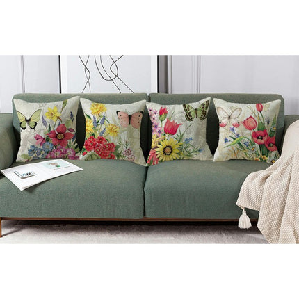 Spring Floral Throw Pillow Covers Butterfly Pillow Cases Farmhouse Decorative Cushion Covers for Sofa Couch