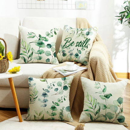 Green Leaf Throw Pillow Covers Farmhouse Pillow Cushion Cases Home Decor Square Pillow Case