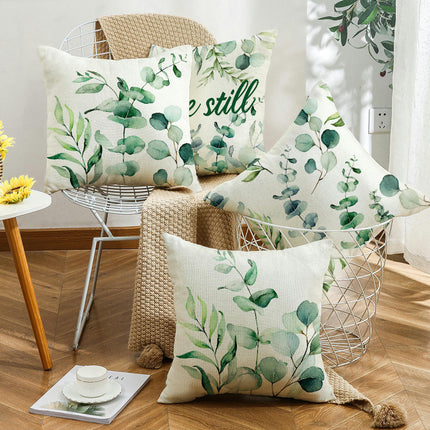 Green Leaf Throw Pillow Covers Farmhouse Pillow Cushion Cases Home Decor Square Pillow Case