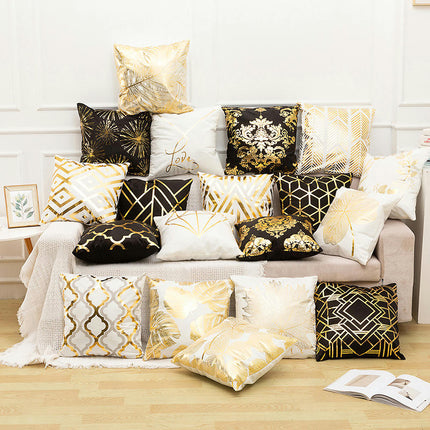 Home Decorative Throw Pillow Covers Gold Pillow Covers Geometric Square Cushion Covers For Sofa