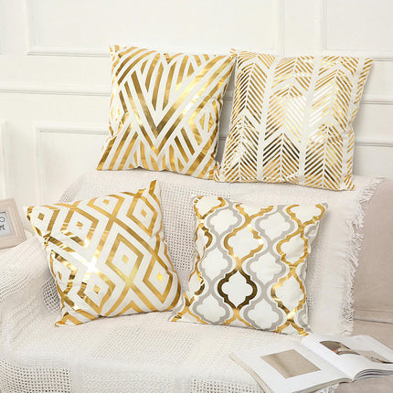 Home Decorative Throw Pillow Covers Gold Pillow Covers Geometric Square Cushion Covers For Sofa