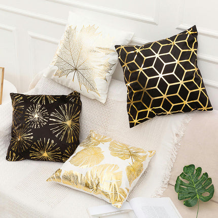 Home Decorative Throw Pillow Covers Gold Pillow Covers Geometric Square Cushion Covers For Sofa