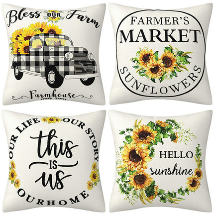 Throw Pillow Covers,Soft Flowers Pillow Covers Decorative Pillowcases Sunflower Floral Pillow Cases