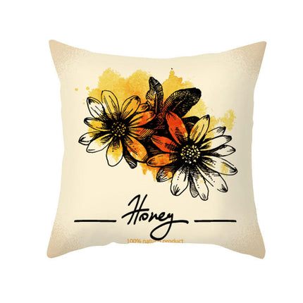 Bees Pillow Cover,Decorative Throw Pillow Case Bee Outdoor Indoor Square Cushion Covers for Home Sofa Couch