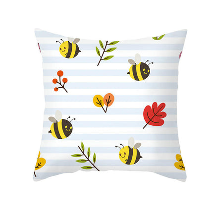 Bees Pillow Cover,Decorative Throw Pillow Case Bee Outdoor Indoor Square Cushion Covers for Home Sofa Couch