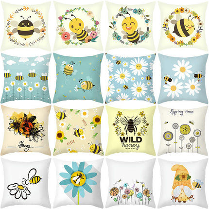 Bees Pillow Cover,Decorative Throw Pillow Case Bee Outdoor Indoor Square Cushion Covers for Home Sofa Couch