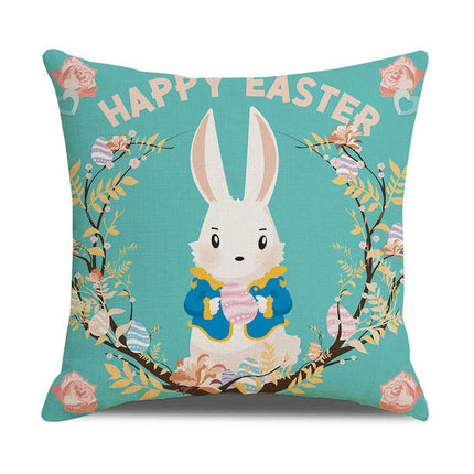 Easter Pillow Cover Bunny Decorative Throw Pillow Case Indoor Square Cushion Covers for Home Sofa Couch