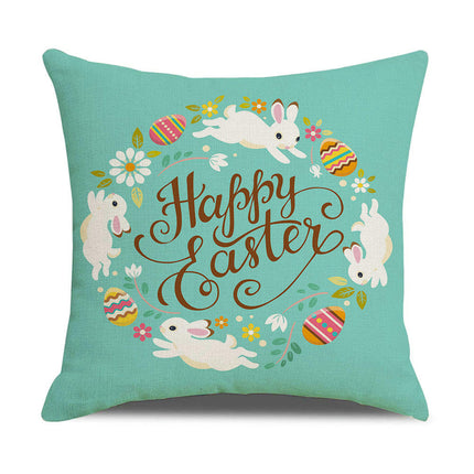 Easter Pillow Cover Bunny Decorative Throw Pillow Case Indoor Square Cushion Covers for Home Sofa Couch