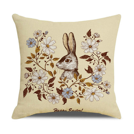 Easter Pillow Cover Bunny Decorative Throw Pillow Case Indoor Square Cushion Covers for Home Sofa Couch