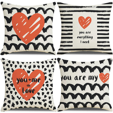 Valentine's Day Love Heart Throw Pillow Covers,Soft Zipper Pillow Cover,Home Decor Love Decorative Cushion Cases