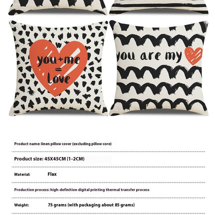 Valentine's Day Love Heart Throw Pillow Covers,Soft Zipper Pillow Cover,Home Decor Love Decorative Cushion Cases