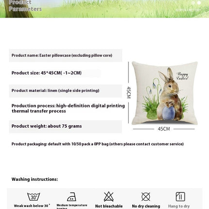 Easter Bunny Decorative Throw Pillow Covers-Pillows Cushion Case for Sofa Couch Bed Home Outdoor Car