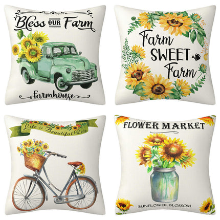 Outdoor Throw Pillow Covers Sunflower Flower Pillowcase Decorative for Home Garden Sofa Couch