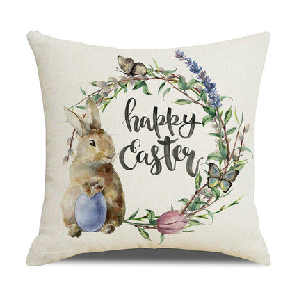 Easter Bunny Decorative Throw Pillow Covers-Eggs Pillows Cushion Case for Sofa Couch Bed Home Outdoor Car