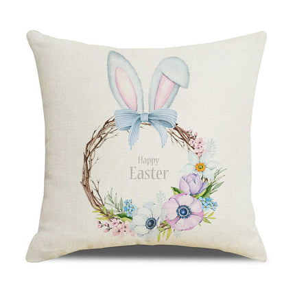 Easter Bunny Decorative Throw Pillow Covers-Eggs Pillows Cushion Case for Sofa Couch Bed Home Outdoor Car