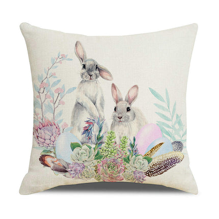 Easter Bunny Decorative Throw Pillow Covers-Eggs Pillows Cushion Case for Sofa Couch Bed Home Outdoor Car