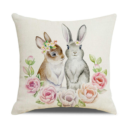 Easter Bunny Decorative Throw Pillow Covers-Eggs Pillows Cushion Case for Sofa Couch Bed Home Outdoor Car