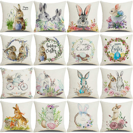 Easter Bunny Decorative Throw Pillow Covers-Eggs Pillows Cushion Case for Sofa Couch Bed Home Outdoor Car