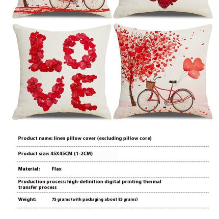 Valentines Pillow Covers Red Heart Valentine's Day Throw Pillowcase Home Decorations Cushion Cover for Sofa