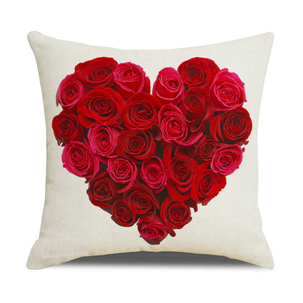 Valentines Pillow Covers Red Heart Valentine's Day Throw Pillowcase Home Decorations Cushion Cover for Sofa