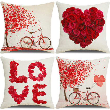 Valentines Pillow Covers Red Heart Valentine's Day Throw Pillowcase Home Decorations Cushion Cover for Sofa