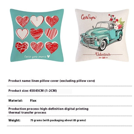 Heart Valentine's Day Throw Pillowcase Home Decorations Cushion Cover Valentines Pillow Covers for Sofa