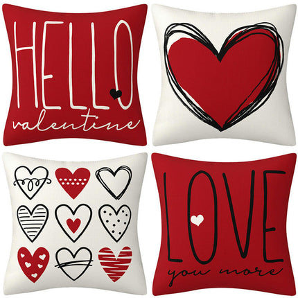 Waterproof Valentines Day Pillow Covers Red Heart Throw Pillow Cases Decorations Cushion Cover