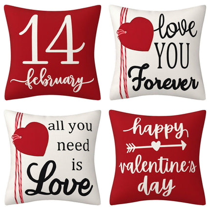 Love Heart Print Pillow Covers Valentine's Day Pillow Case Decorative Throw Pillow Case Cushion Cover Square