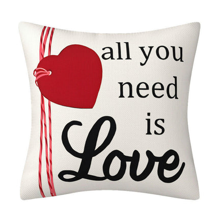 Love Heart Print Pillow Covers Valentine's Day Pillow Case Decorative Throw Pillow Case Cushion Cover Square