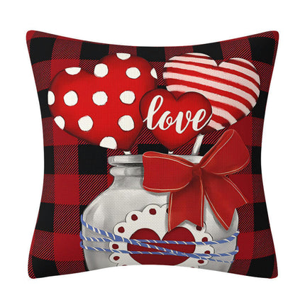 Happy Valentine's Day Throw Pillow Covers Heart Cushion Cases Decorative for Couch Sofa Decorations