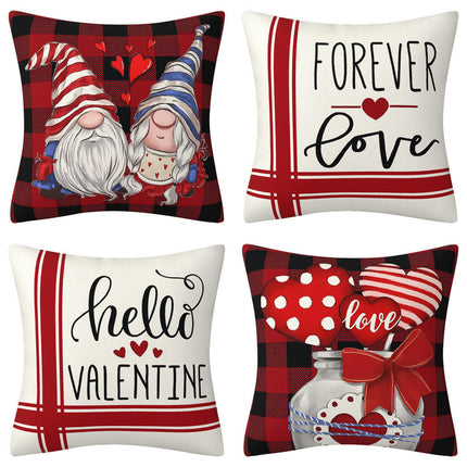 Happy Valentine's Day Throw Pillow Covers Heart Cushion Cases Decorative for Couch Sofa Decorations