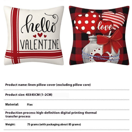 Happy Valentine's Day Throw Pillow Covers Heart Cushion Cases Decorative for Couch Sofa Decorations