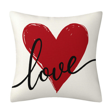 Heart Throw Pillow Cover Happy Valentine's Day Decorative Pillow Covers Cushion Case for Couch Sofa Bed