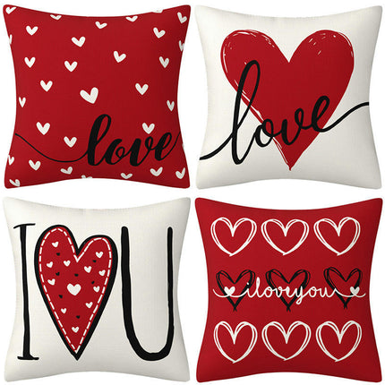 Heart Throw Pillow Cover Happy Valentine's Day Decorative Pillow Covers Cushion Case for Couch Sofa Bed