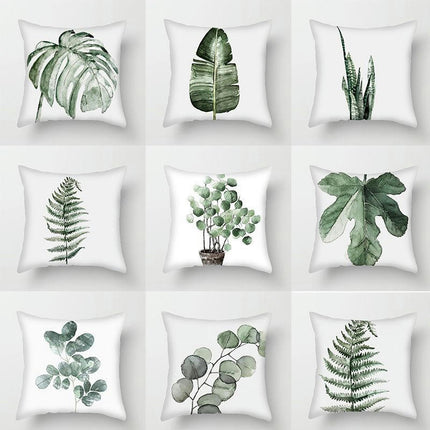 Green Tropical Leaves Throw Pillow Covers Decorative Pillowcase with Hidden Zipper for Sofa Couch Car Decor