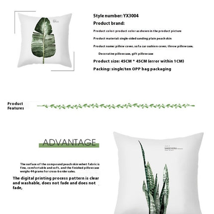 Green Outdoor Cushion Covers Waterproof Throw Pillow Covers Summer Leaves Pillows Cover Decorative for Home