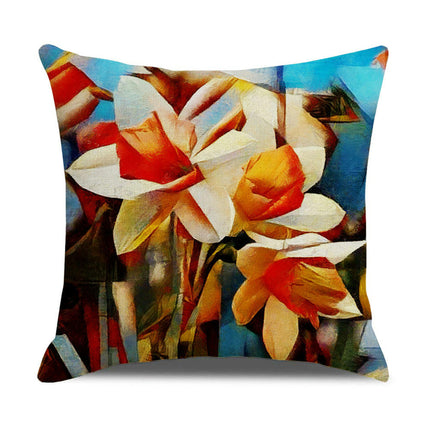 Throw Pillow Covers,Abstract Decorative Pillow Covers Floral Couch Sofa Bed Invisible Zipper Pillow Covers