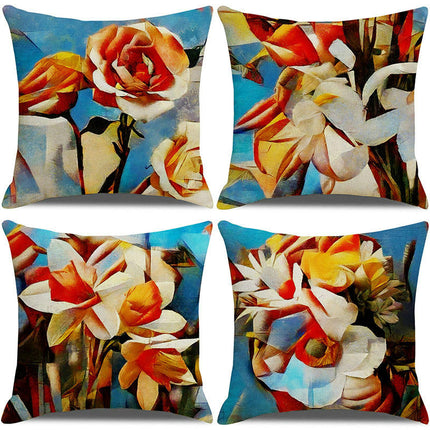 Throw Pillow Covers,Abstract Decorative Pillow Covers Floral Couch Sofa Bed Invisible Zipper Pillow Covers