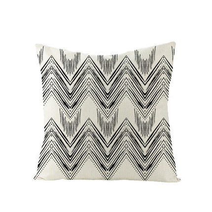 Throw Pillow Cover Black White Square Pillowcases, Decorative Geometry Cushion Cover for Sofa Home Decor