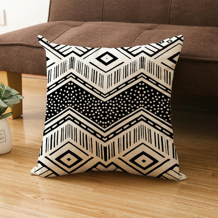 Throw Pillow Cover Black White Square Pillowcases, Decorative Geometry Cushion Cover for Sofa Home Decor