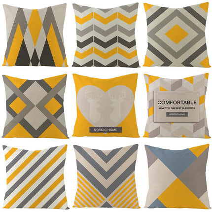 Geometric Pillow Covers Throw Pillowcase-Yellow Decorative Pillow Cover Soft Cushion Case for Home Decor