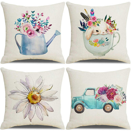 Throw Pillow Covers Soft Cushion Covers Spring Flower Style  Decorative Pillow Cases for Sofa Home Decor