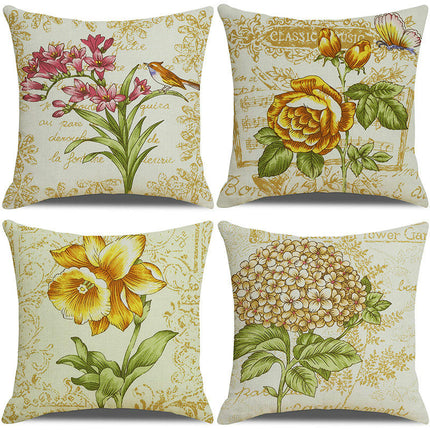 Spring Decorative Pillowcases Farmhouse Pillow Cushion Cases Home Decor Square Floral Pillow Case