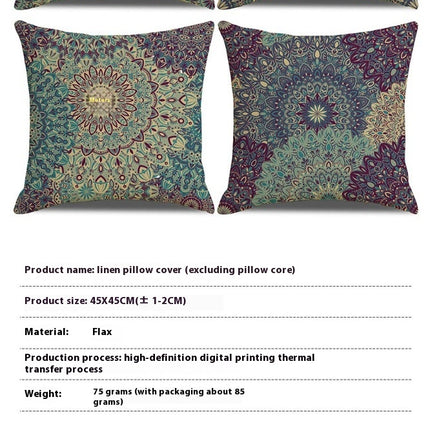 Pillowcase Throw Pillow Covers for Living Room Couch Bohemian Pattern Square Couch Pillows Case Cover