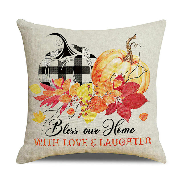 Fall Pillow Covers Thanksgiving Decorative Cushion Covers Orange Fall Pumpkin Throw Pillow Cases for Home-A2