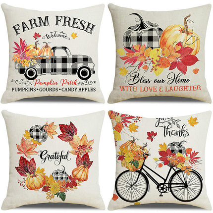 Fall Pillow Covers Thanksgiving Decorative Cushion Covers Orange Fall Pumpkin Throw Pillow Cases for Home-A2