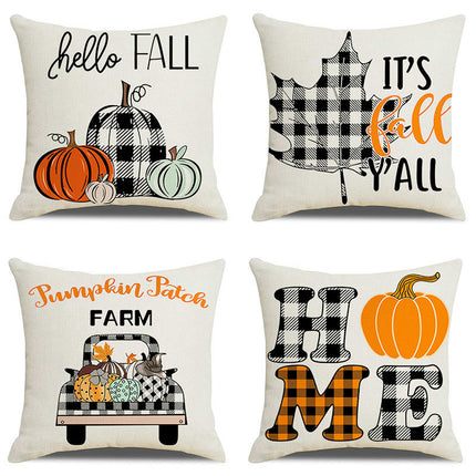 Fall Pillow Covers Thanksgiving Decorative Cushion Covers Orange Fall Pumpkin Throw Pillow Cases for Home-A1