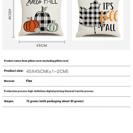 Fall Pillow Covers Thanksgiving Decorative Cushion Covers Orange Fall Pumpkin Throw Pillow Cases for Home-A1