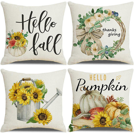 Fall Pumpkin Decorative Throw Pillow Covers flower Thanksgiving Cushion Covers Outdoor Sofa Home Pillow Case